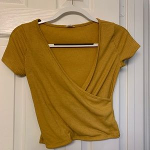 Garage Yellow Wrap Crop Top
